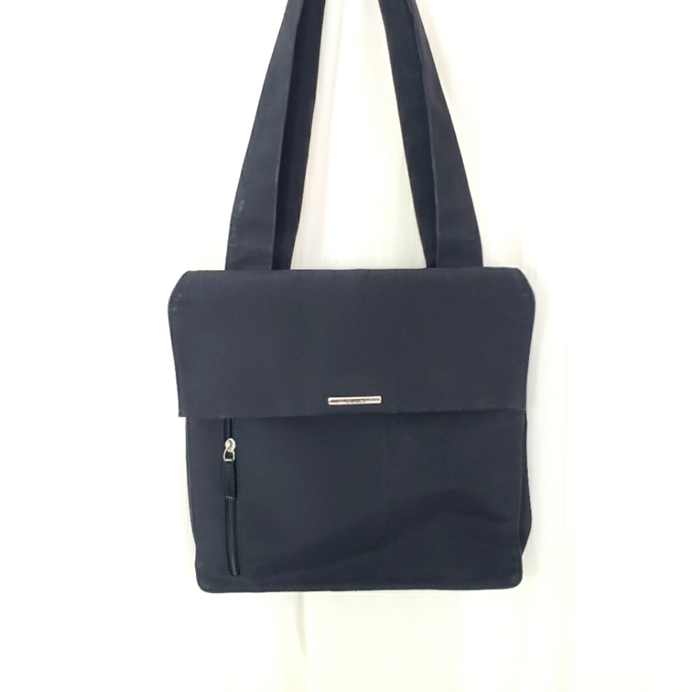 Tano black nylon shoulder bag travel bag multi compartment
